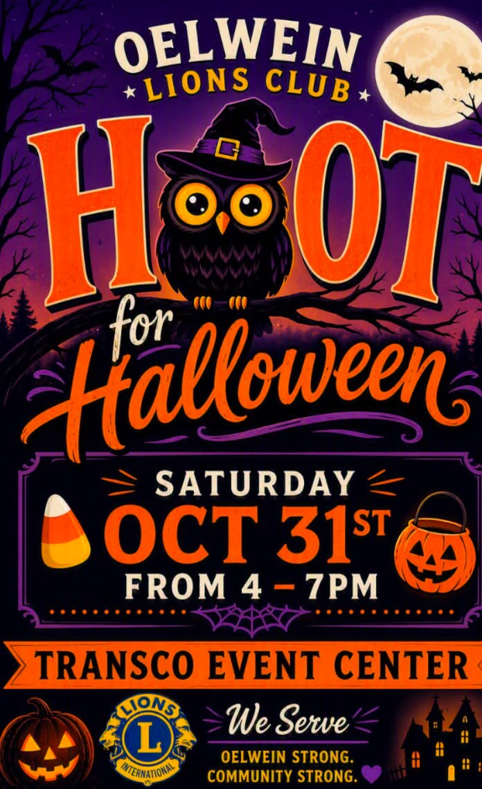 Oelwein Lions Club Hoot for Halloween flyer